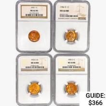 [4] 1954-1955 Wheat Cent NGC MS66 RD