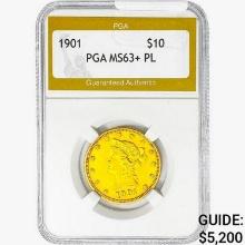 1901 $10 Gold Eagle PGA MS63+ PL