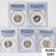 1955-1962 Set [5] Washington Silver Quarter PCGS P