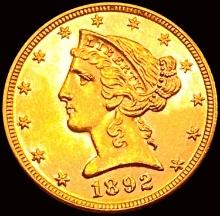 1892 $5 Gold Half Eagle