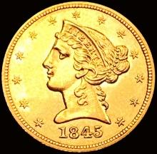 1845 $5 Gold Half Eagle
