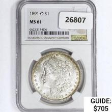 1891-O Morgan Silver Dollar NGC MS61