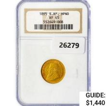 1895 1/2 Pond .12oz S. Africa Gold NGC XF45