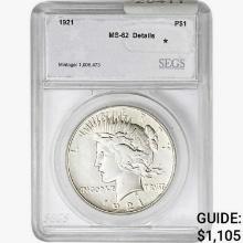 1921 Silver Peace Dollar SEGS MS62 Details