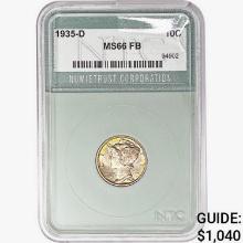 1935-D Mercury Silver Dime NTC MS66 FB