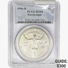 1996-D Paralympic Silver Dollar PCGS MS69