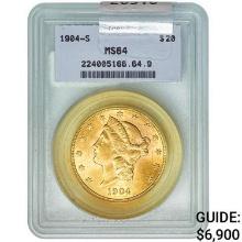 1904-S $20 Gold Double Eagle TCGS MS64