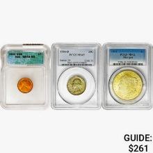 [3] 1909-1956 Asstd. US Coins 1C/25C/$1 ICG/PCGS M