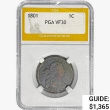 1801 Draped Bust Large Cent PGA VF30