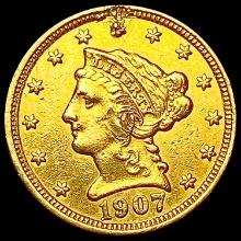 1907 $2.50 Gold Quarter Eagle NEARLY UNCIRCULATED