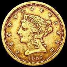 1866-S $2.50 Gold Quarter Eagle NEARLY UNCIRCULATED