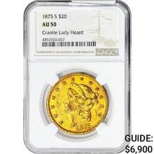 1875 $20 Gold Double Eagle NGC AU50