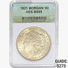 1921 Morgan Silver Dollar NES MS65
