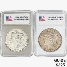 [2] 1904&1921 Morgan Silver Dollar
