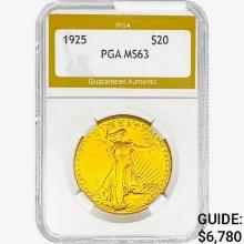 1925 $20 Gold Double Eagle PGA MS63