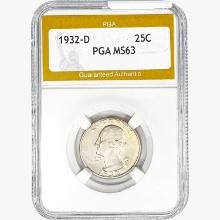 1932-D Washington Silver Quarter PGA MS63
