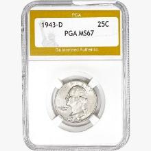 1943-D Washington Silver Quarter PGA MS67