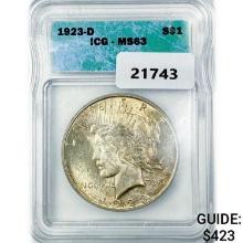 1923-D Silver Peace Dollar ICG MS63