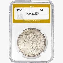 1921-D Morgan Silver Dollar PGA MS65