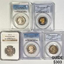 [5] SBA Silver Dollars PCGS,NGC PR,PF 1979-1999