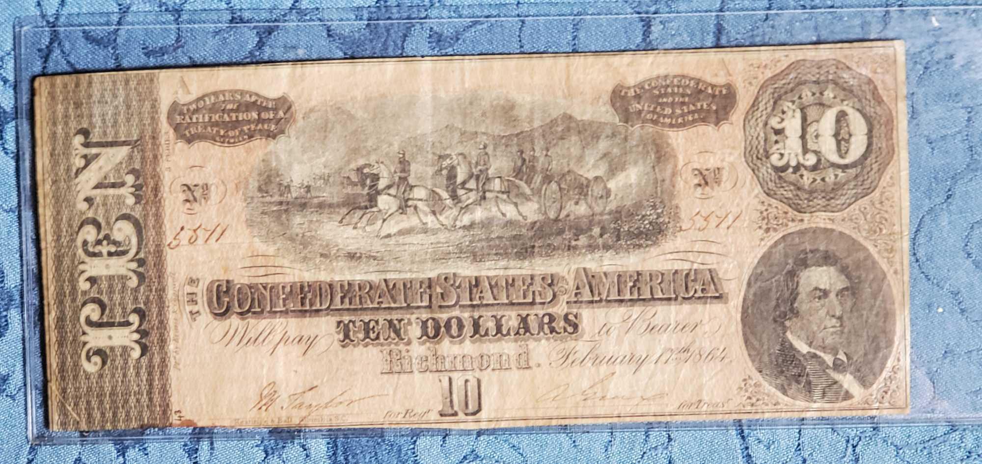 4 1864 $10 Confederate States of America Notes