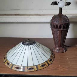 Pair of Dale Tiffany, Inc Arts and Crafts Inspired Stained Glass Table Lamps