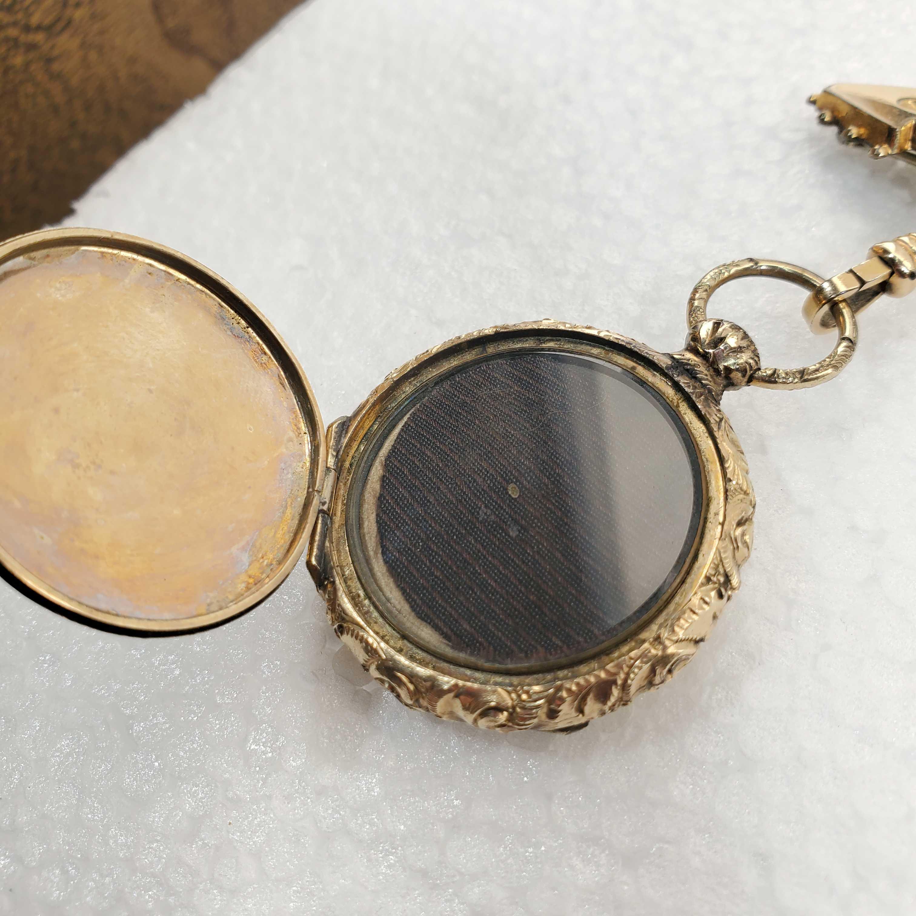 Lot Of 2 Victorian Daguerreotype Photo Lockets One With Woven Hair Memorial