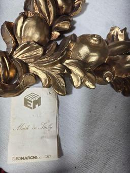 5 Pcs. Vintage Pottery Plus Italian Gold Gilt Wreath Decorations