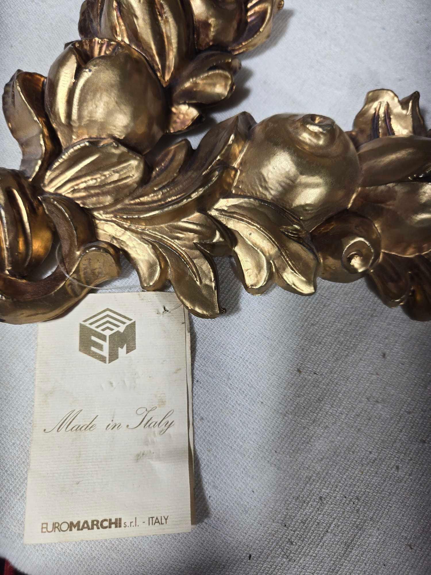 5 Pcs. Vintage Pottery Plus Italian Gold Gilt Wreath Decorations