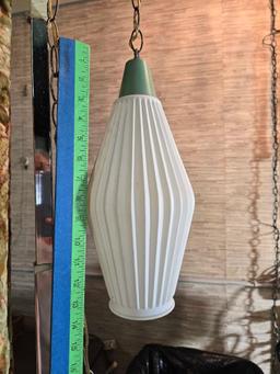 Vintage Swag Light with White Glass Shade