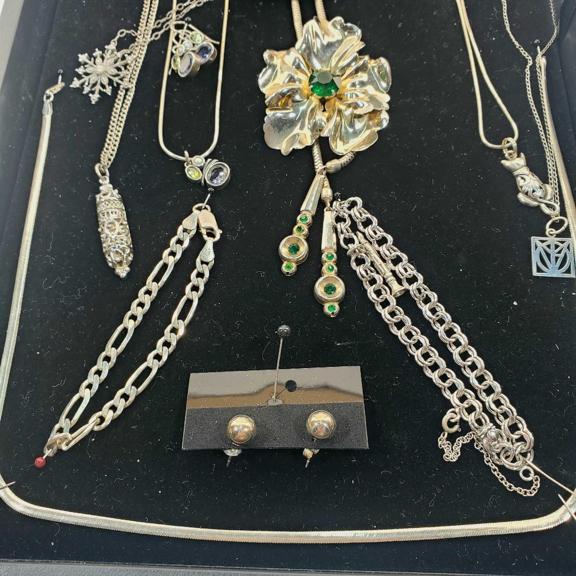 Tray Lot Of Sterling Silver Jewelry