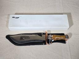 14" Zachary Crockett Collection Hunting / Survival Knife And Leather Sheath