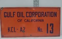 Gulf Oil Corporation Of California KCL-A2 No. 13 One Sided Enamel Sign