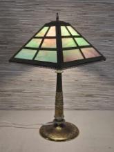 Antique Edward Miller Slag Glass Lamp