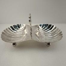 Two Shell Bowls & Center Handle Serving Dish On Ball Feet 925/1000 Sterling Eagle 1 Mark