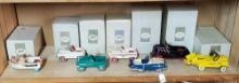 7 Hallmark Kiddie Car Classics Authentic Reproduction Miniature Pedal Cars in Silver Label Boxes