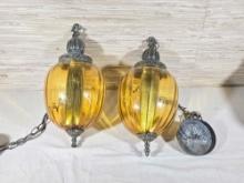 Pair of Mid Century Hanging Art Glass Pendant Lights