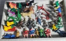 Collection Of German Lead Figures Skiing, Sledding, Sleigh Riding, And Porters