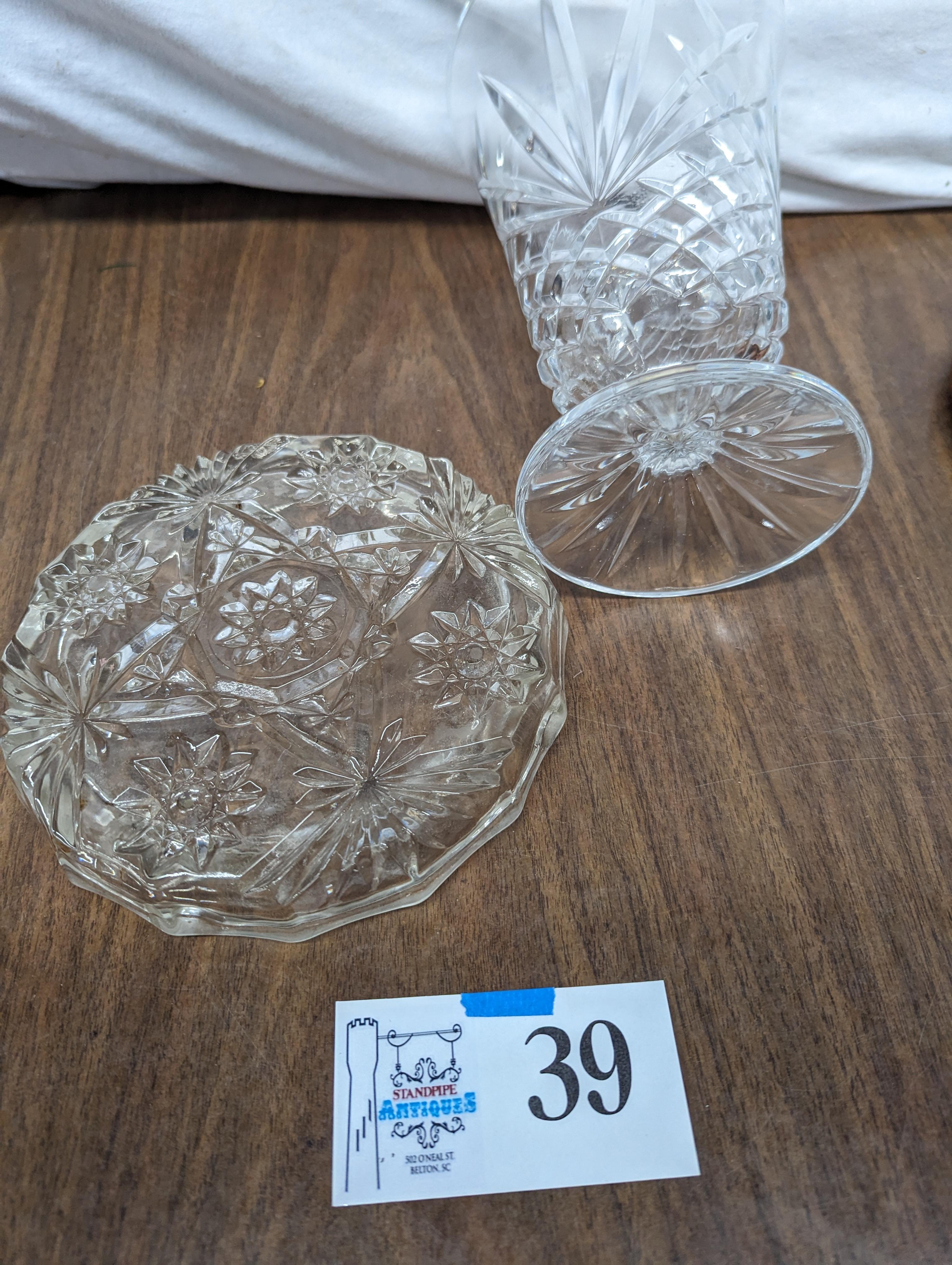 Glass lot, vases, glasses, cheese dome