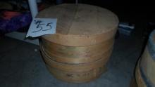 cheese boxes, two vintage wooden boxes for cheese wheels very nice