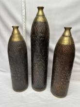 (3) Large Brass Décor Vases (Made in India)(Local Pick Up Only)