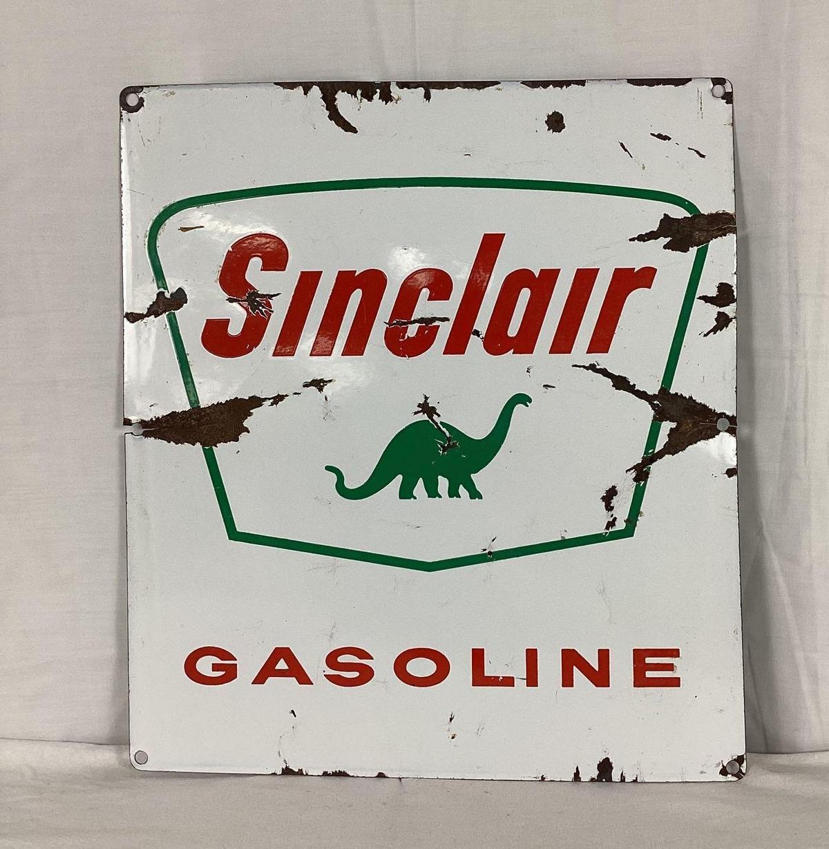Porcelain Sinclair Gasoline Pump Sign w/ Dino