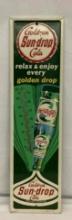 Golden Sun Drop Cola Thermometer w/ Pouring Bottle Graphic