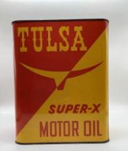 Tulsa "Super X Motor Oil 2 Gallon Can w/ Longhorns