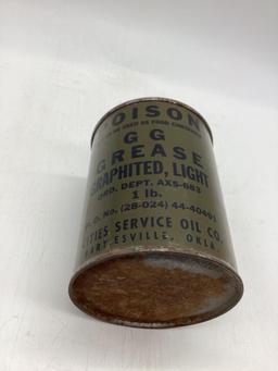 One Pound Military Cities Service Grease Can Bartlesville, Oklahoma