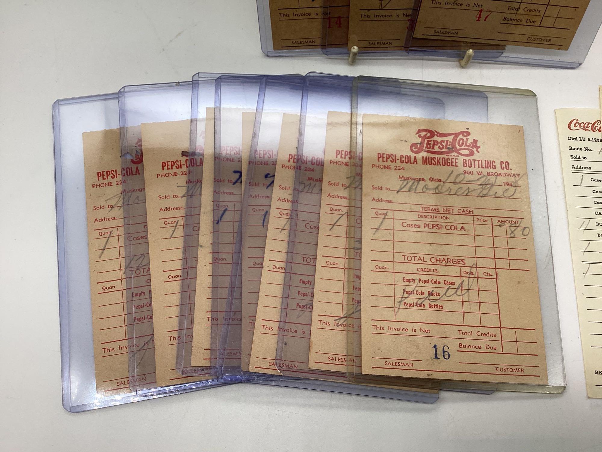 (10) 1940's Peps-Cola Bottling Plant Receipts Muskogee, OK