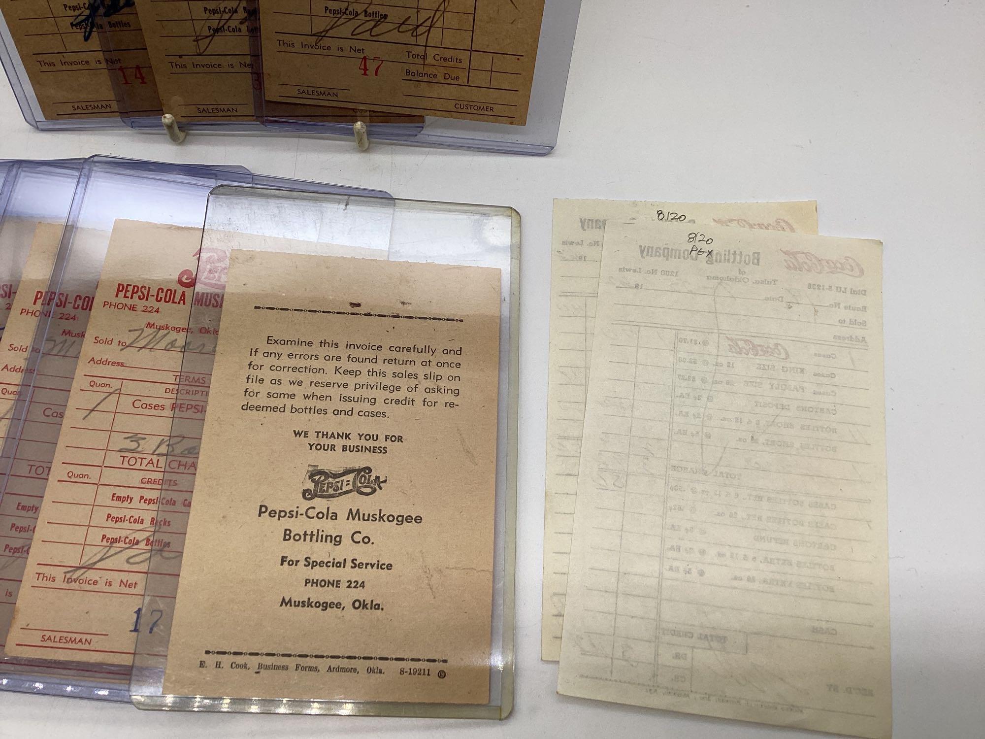 (10) 1940's Peps-Cola Bottling Plant Receipts Muskogee, OK