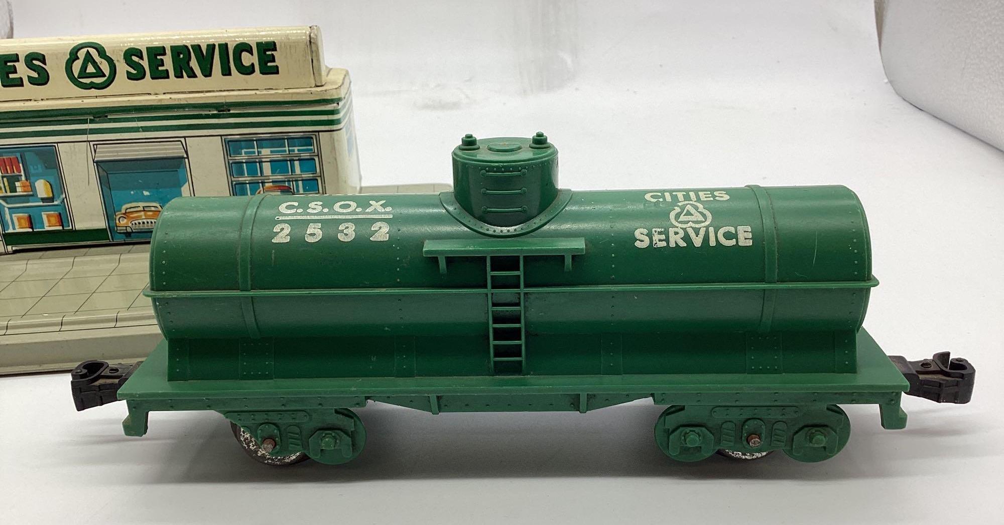 Cities Service Toy Service Station and Railroad Tank Car