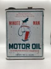 Minute Man Motor Oil 2 Gallon Can w/ Fantastic Graphics