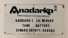Anadarko Petroleum Porcelain Sign Seward County, KS